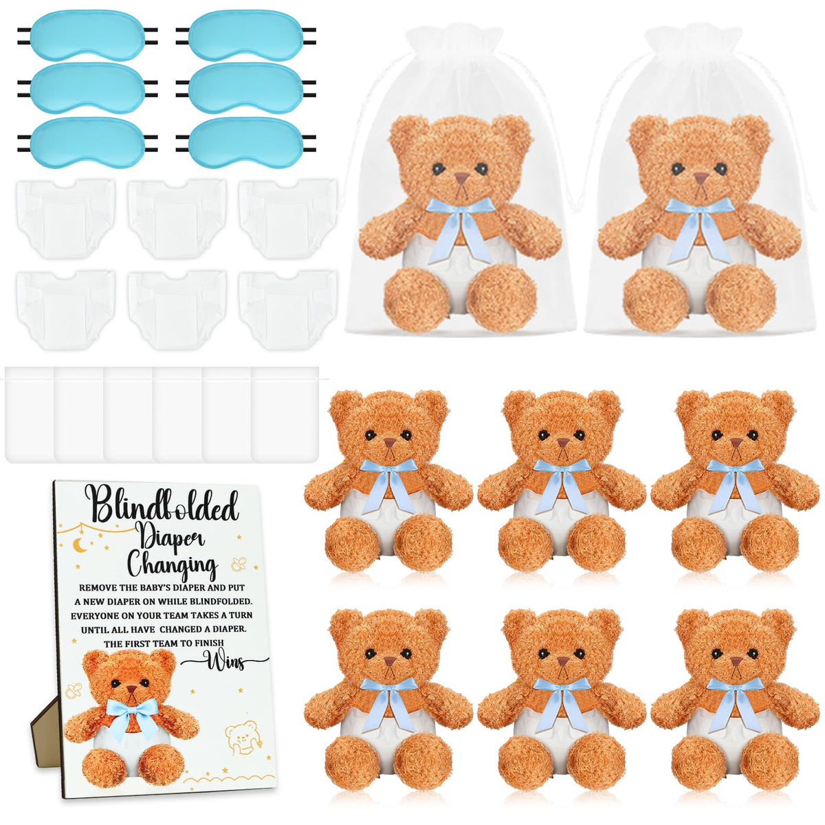 25 Pack Baby Shower Games Blindfold Diaper Changing Kit L259