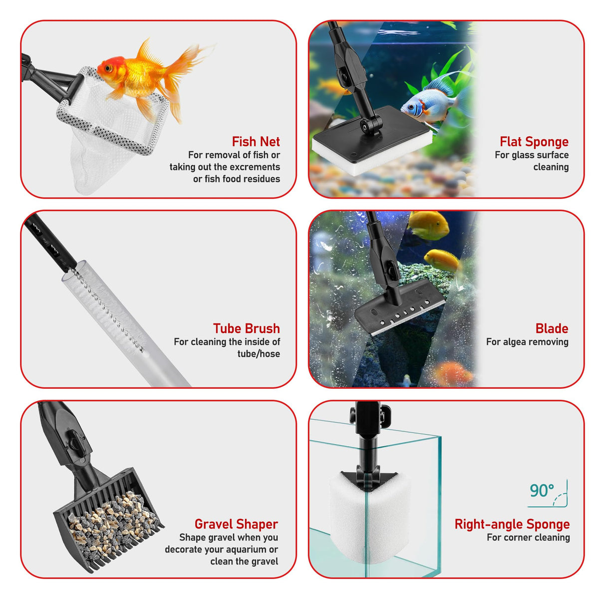 6 in 1 Aquarium Cleaning Tool Algae Scraper I74136