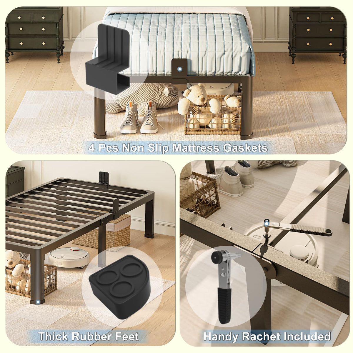 10 inch Twin Bed Frame with Round Corner Legs U49639
