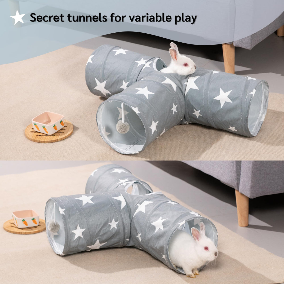 3 Way Collapsible Rabbit Tunnel Toy J757
