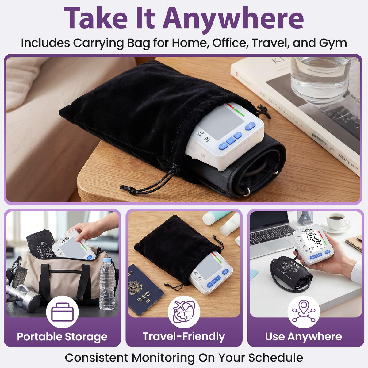 Talking Blood Pressure Monitor with Upper Arm Cuff, Backlit Display, Carry Bag J280