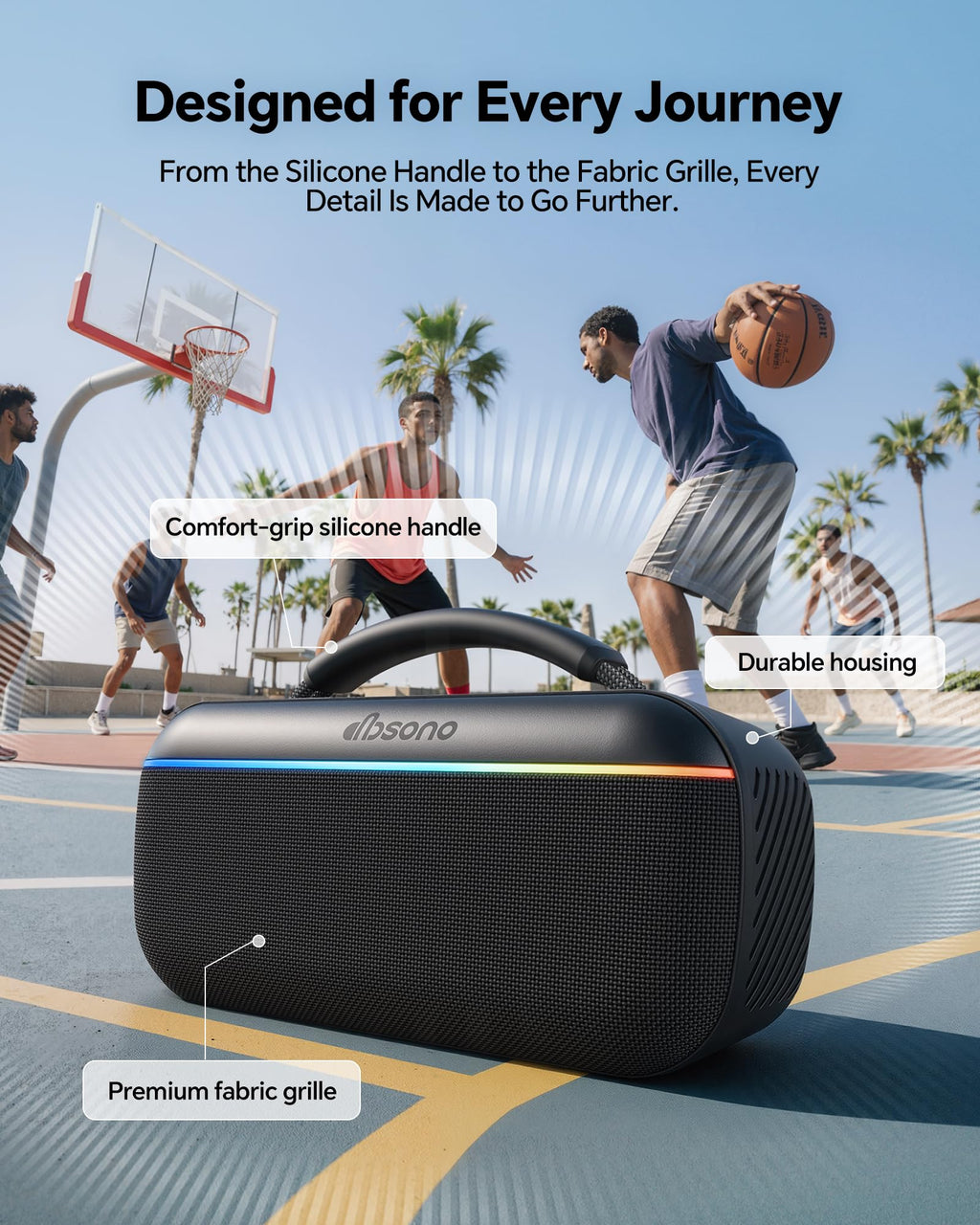 Bluetooth Speaker Portable Wireless, 100W Peak, Bluetooth 6.0, Black R63932