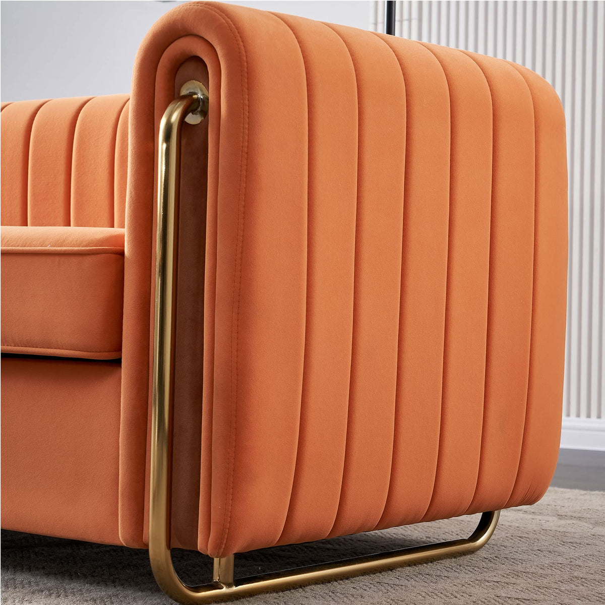 Tufted Velvet Sofa with Golden Metal Legs P48012
