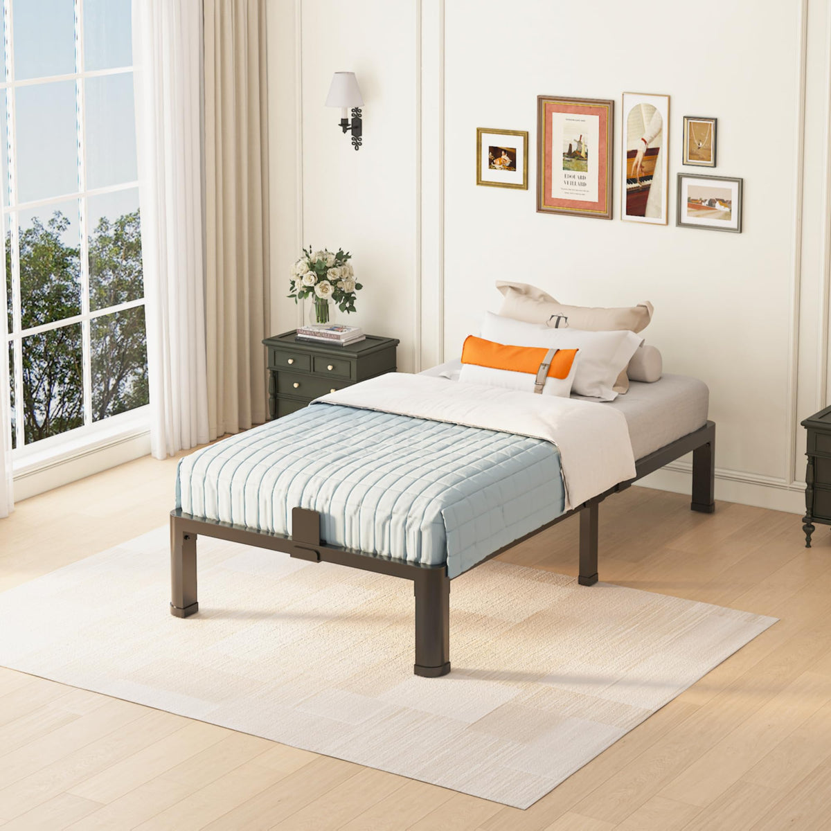 10 inch Twin Bed Frame with Round Corner Legs U49639