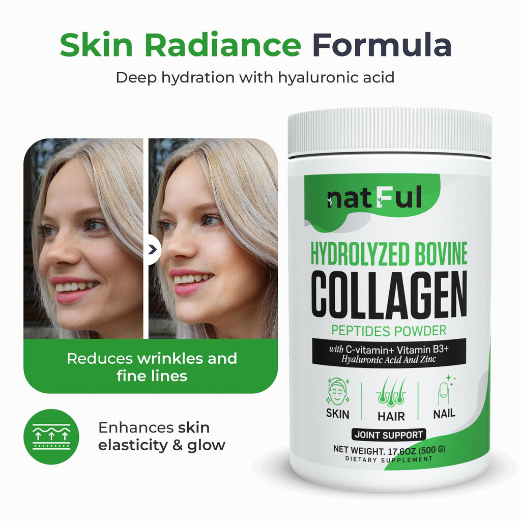 Hydrolyzed Bovine Collagen Peptides Powder with Vitamin C, Hyaluronic Acid, Zinc & B3 H2685
