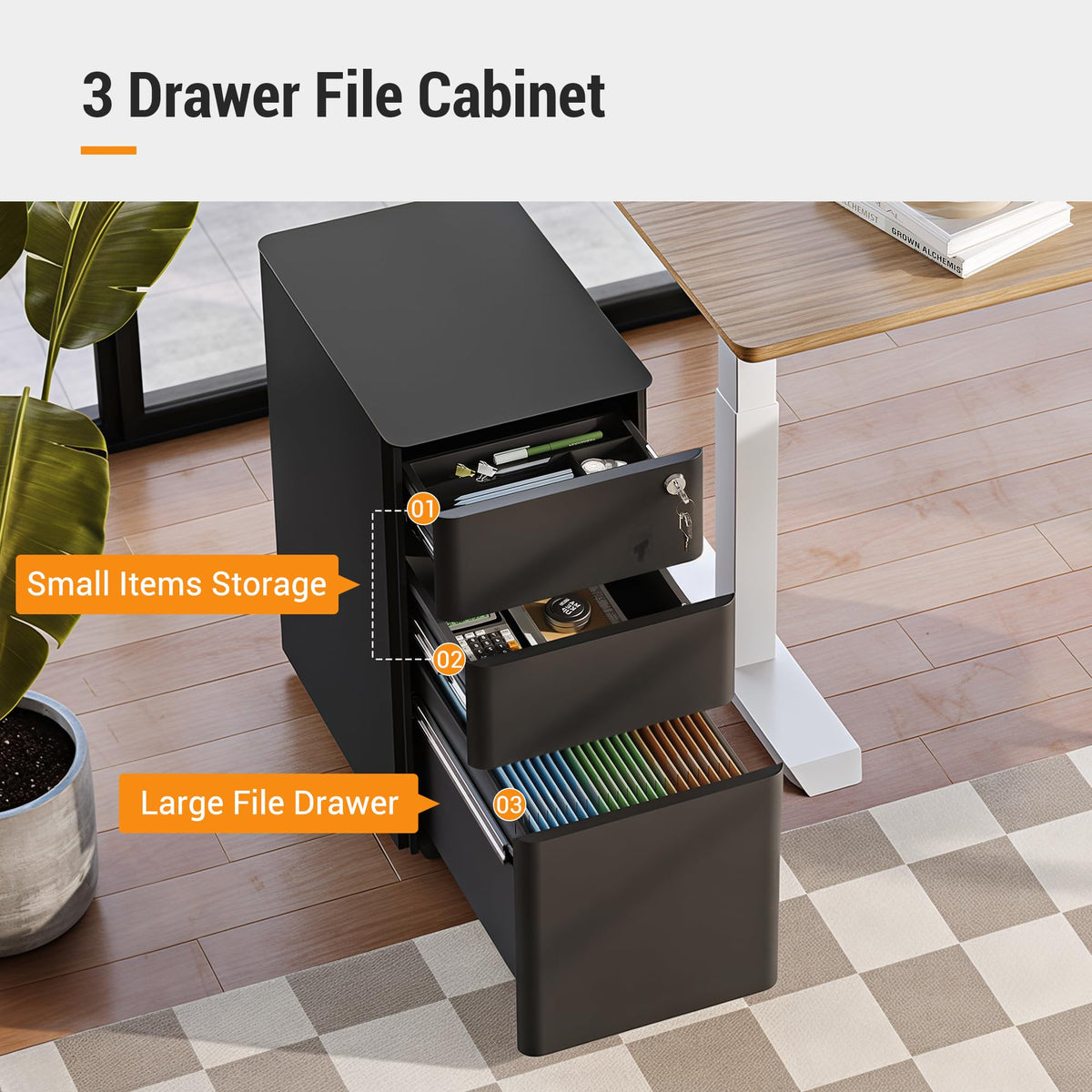 3 Drawer Mobile File Cabinet M6177