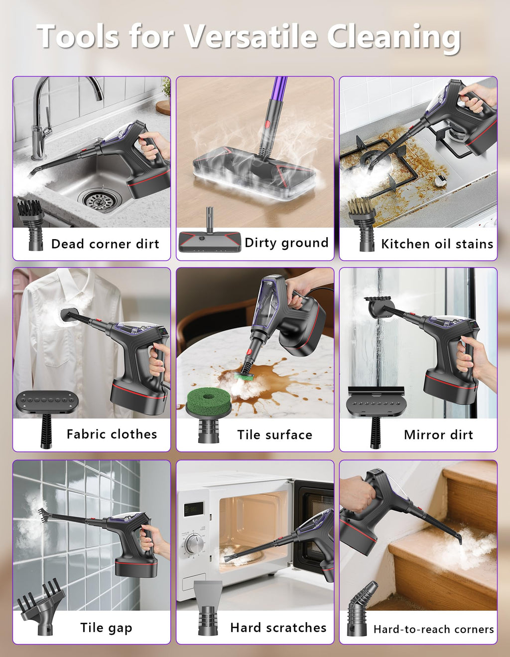Heavy Duty All-in-One Steam Mop with Detachable Handheld Steamer O941