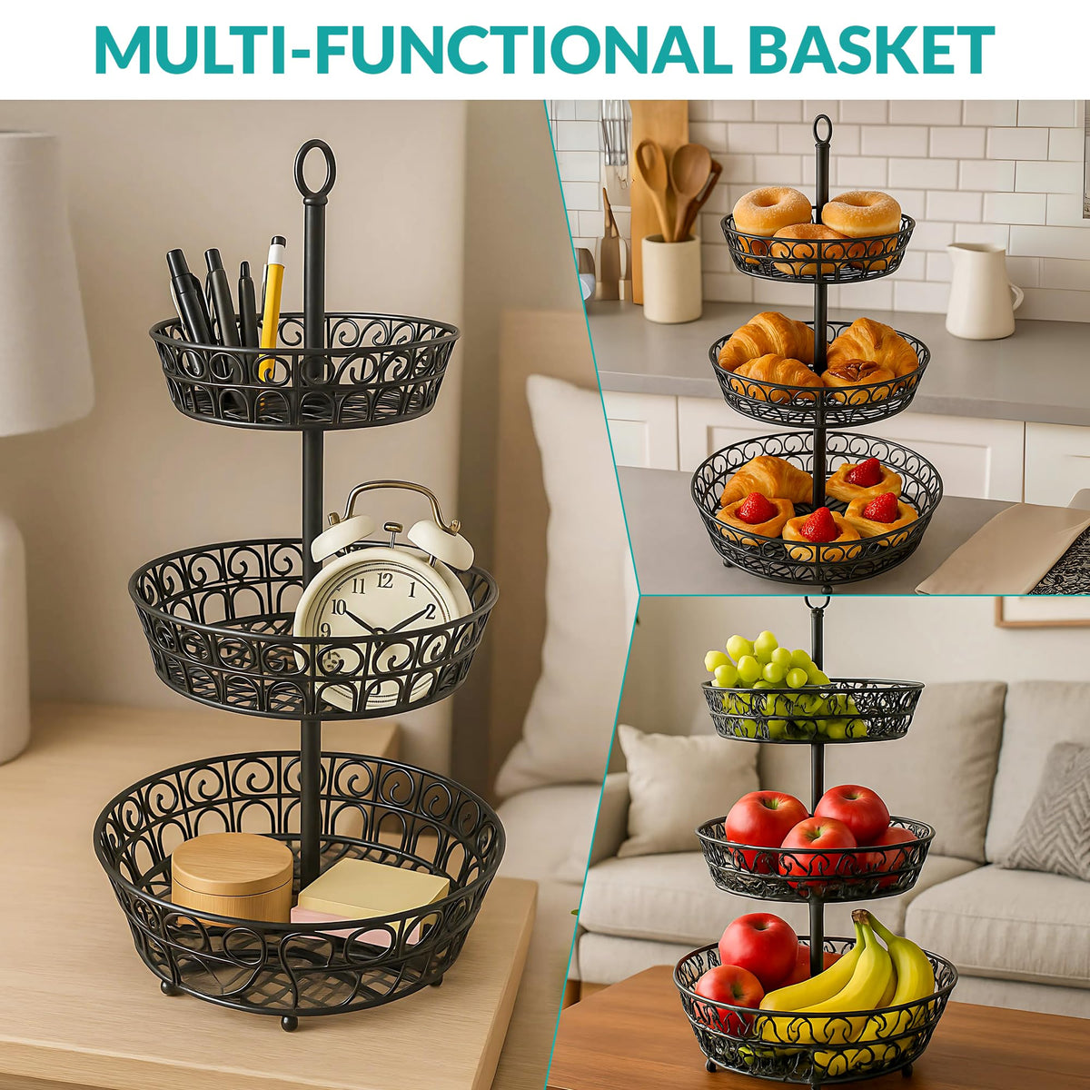 3-Tier Metal Fruit Basket Y69930