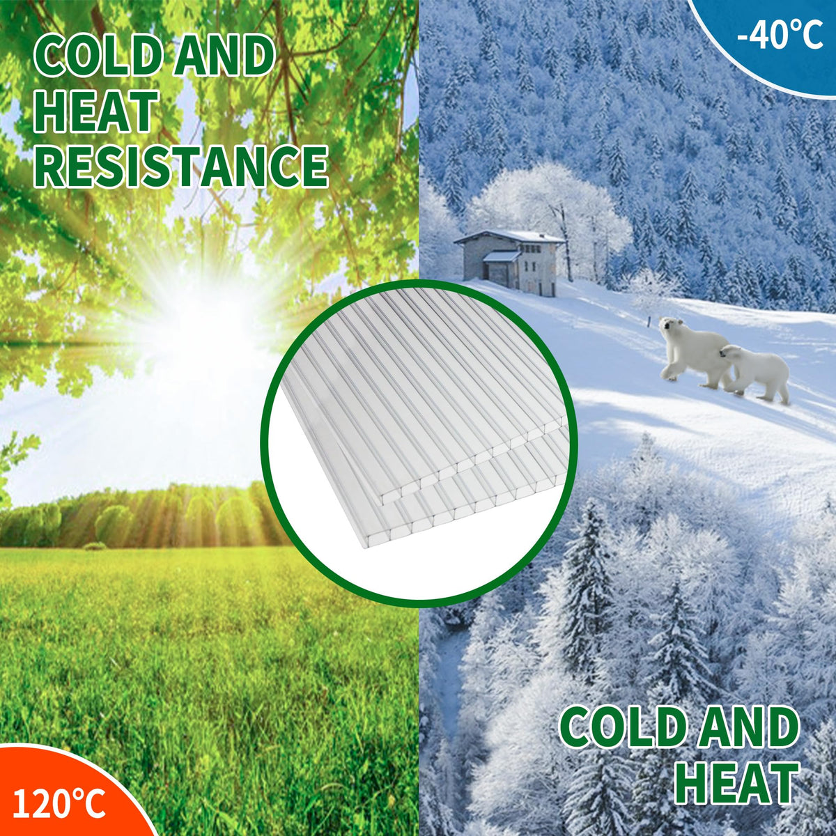 12 PCS Polycarbonate Greenhouse Panels 4' x 2' x 0.32'' P78653