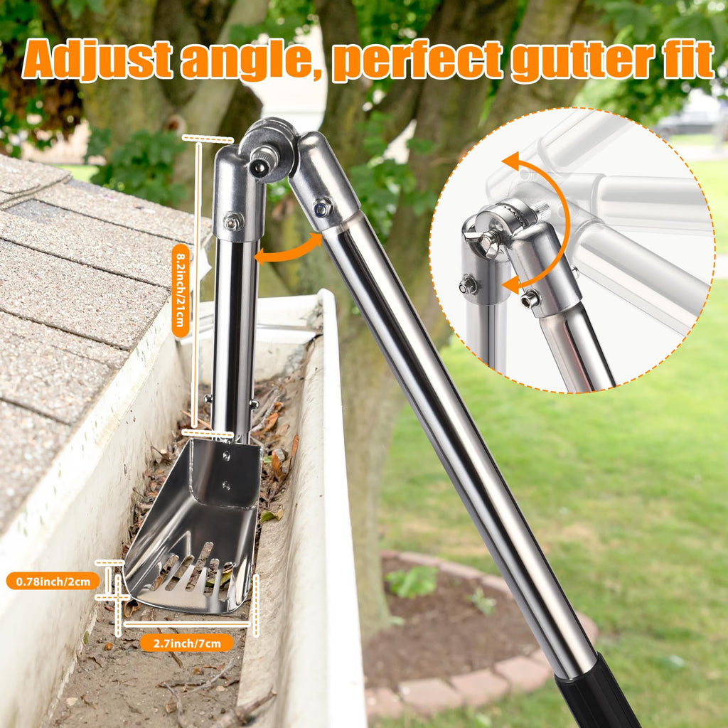 6.4FT Gutter Cleaning Tools with Extension Pole & Brush Q457