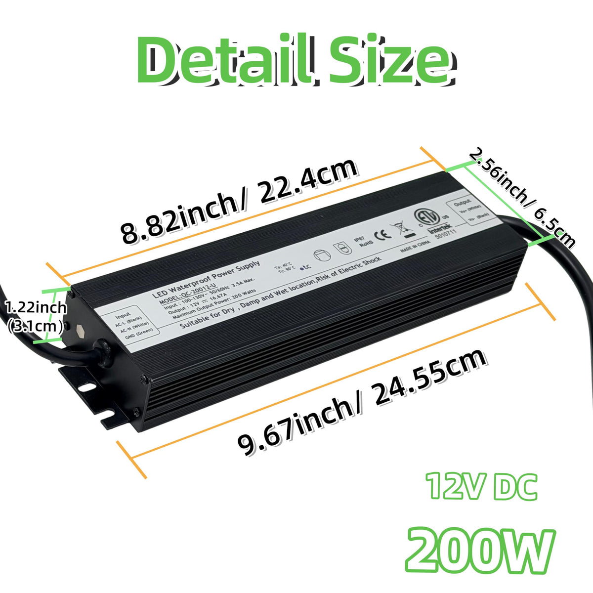 200W 12V DC Waterproof IP67 LED Driver Transformer D745199