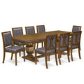 9 Piece Kitchen Table Set with 8 Dark Grey Polyester Chairs P922