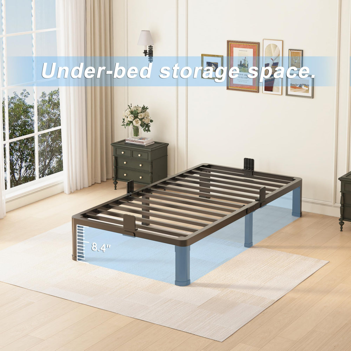 10 inch Twin Bed Frame with Round Corner Legs U49639