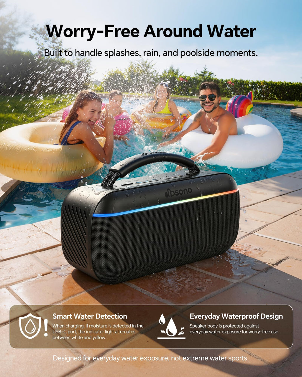 Bluetooth Speaker Portable Wireless, 100W Peak, Bluetooth 6.0, Black R63932