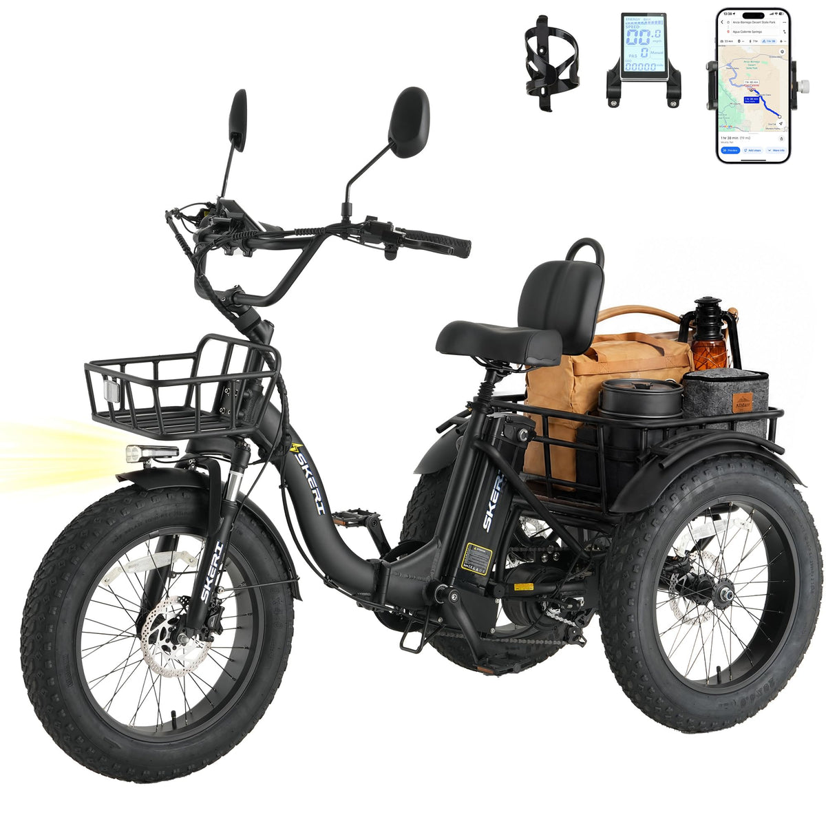 750W Folding Fat Tire Electric Tricycle with Basket W507385