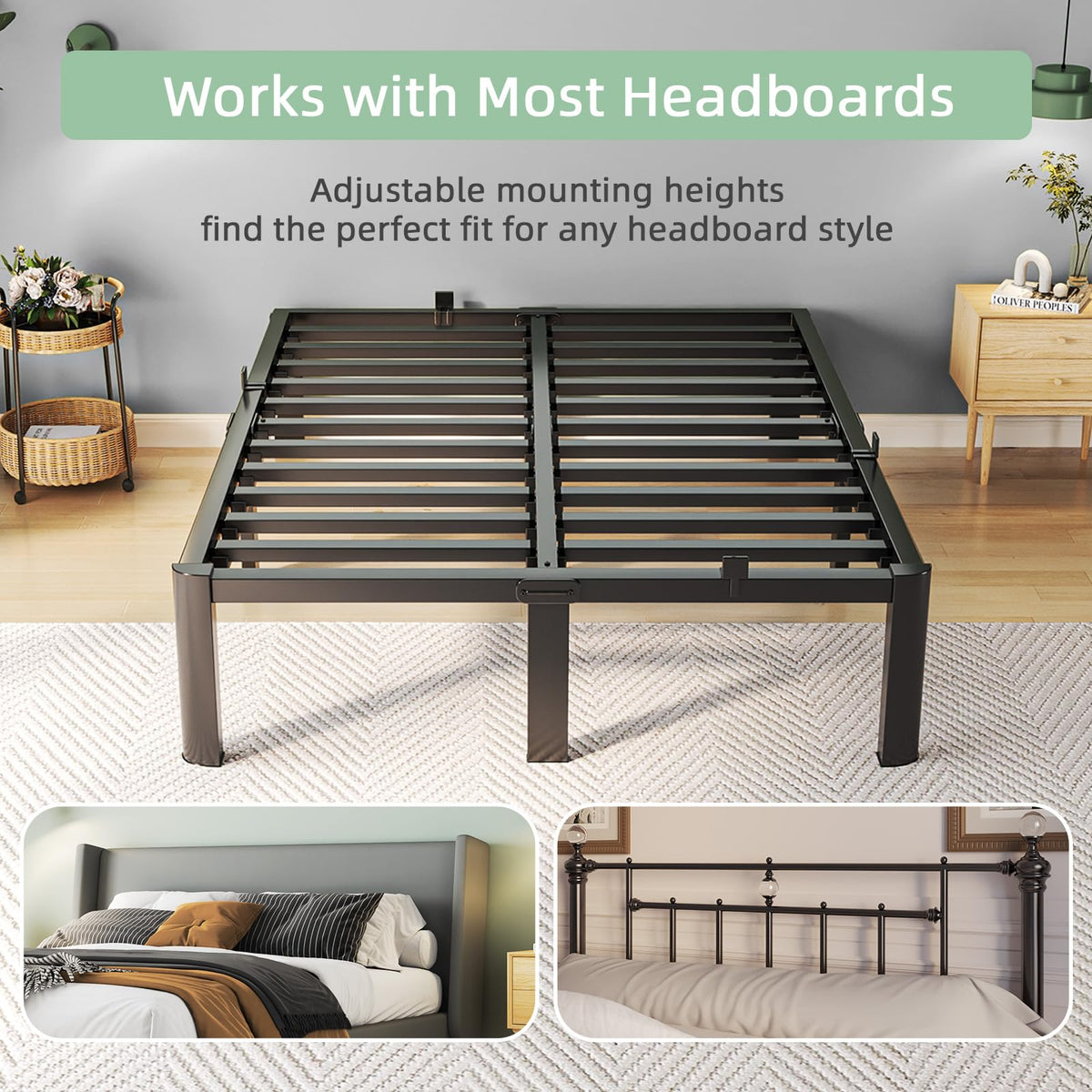 Queen 14 Inch Steel Platform Bed Frame D167527