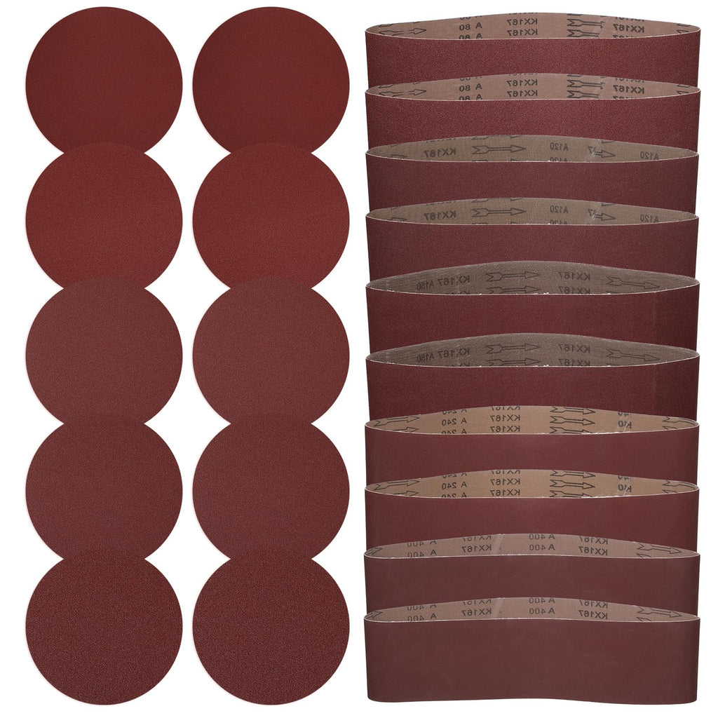 4x36 Aluminum Oxide Sanding Belts and 6 Inch Self Stick Sanding Discs Set F701172