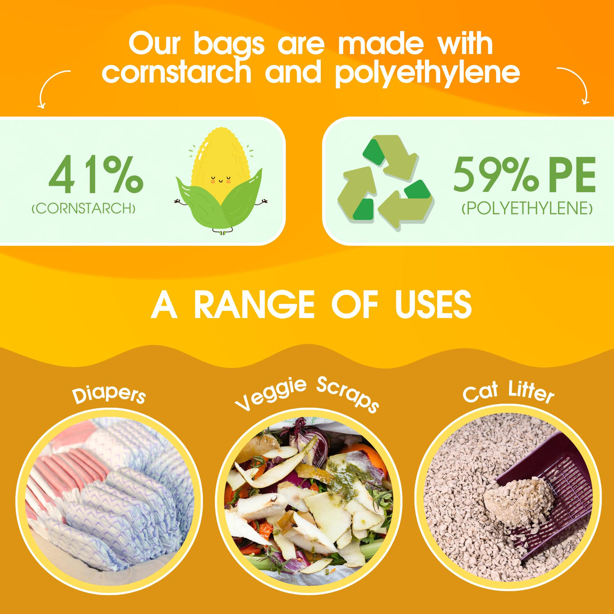 200 Count Unscented Tie Handles Poop Bags K584867