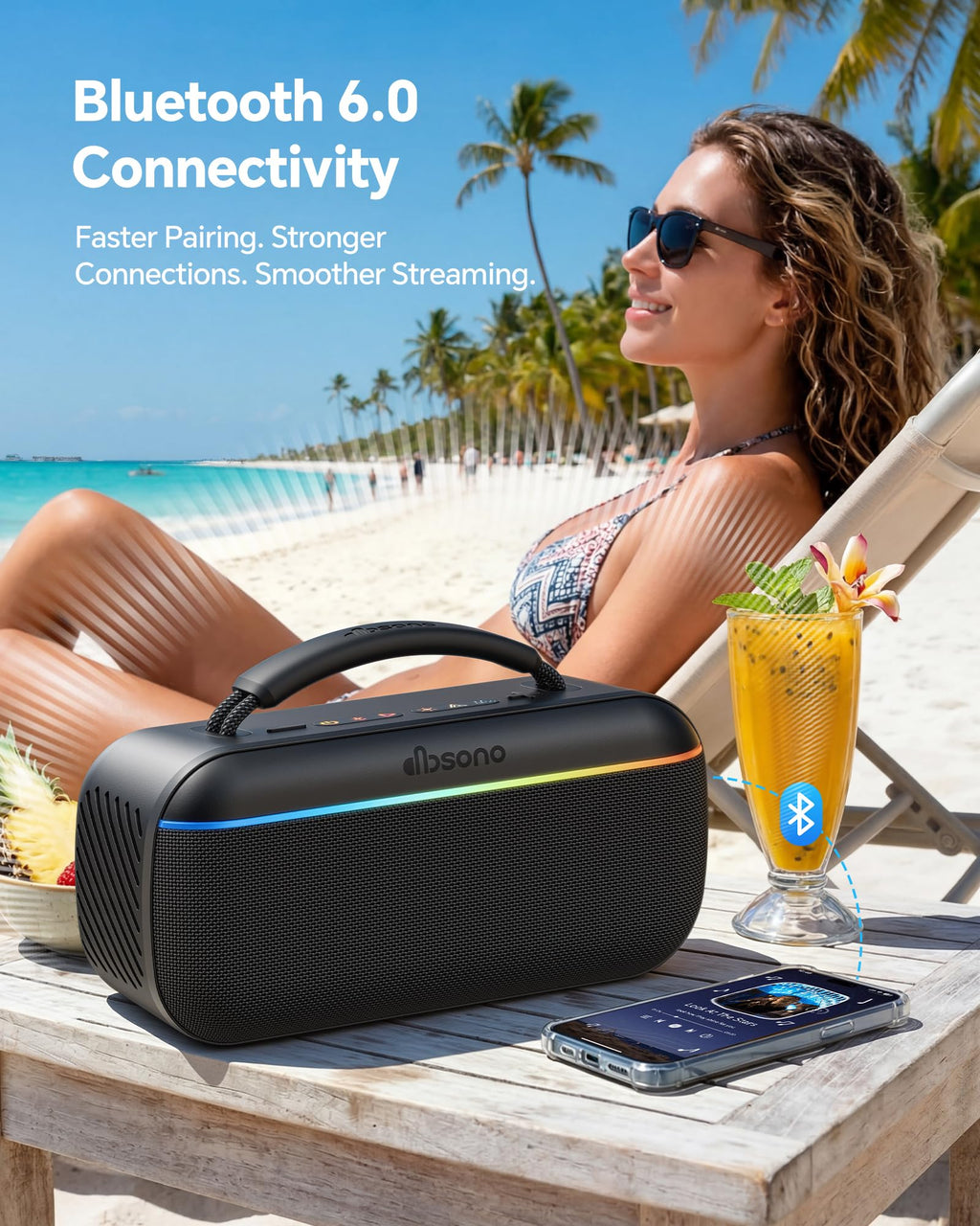Bluetooth Speaker Portable Wireless, 100W Peak, Bluetooth 6.0, Black R63932