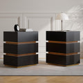 Black Set of 2 Nightstand with Wireless Charging and 3 Drawers R819