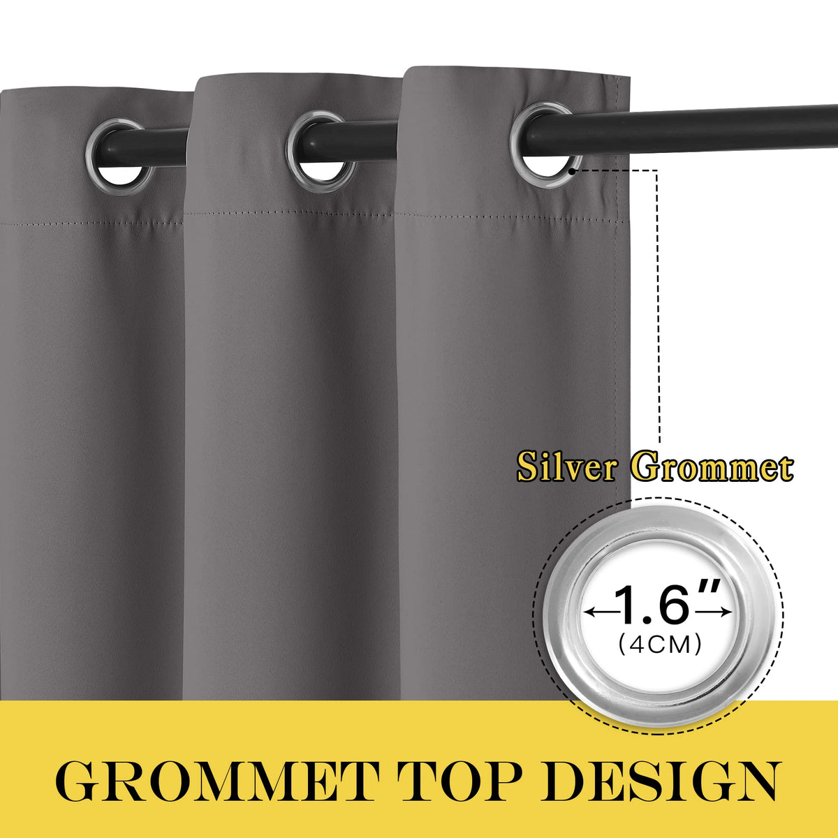 Grey Blackout Curtains 84 inch 1 Panel O73215