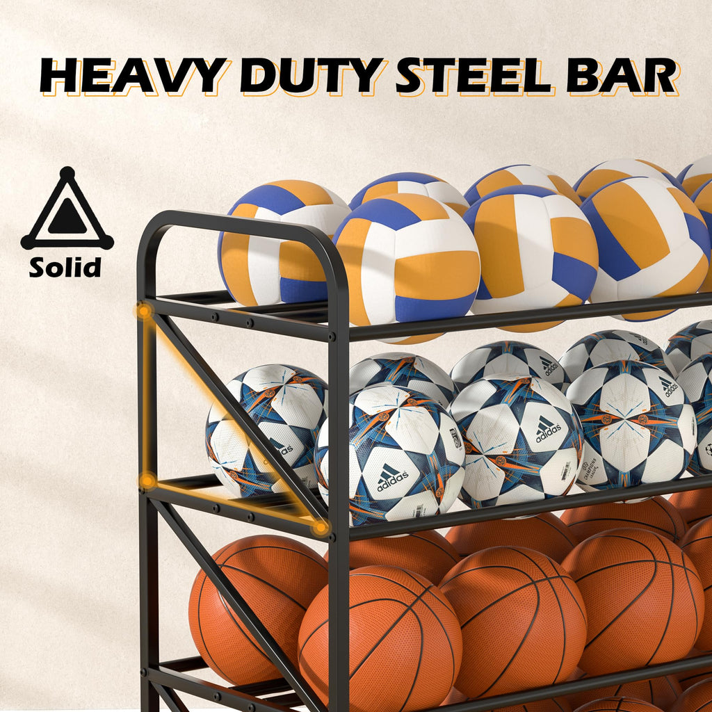 4-Tier 40-Ball Basketball Rack with Wheels E7254