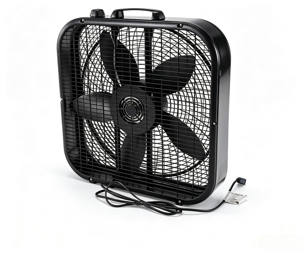 20 Inch Black 3-Speed Box Fan with Handle K408