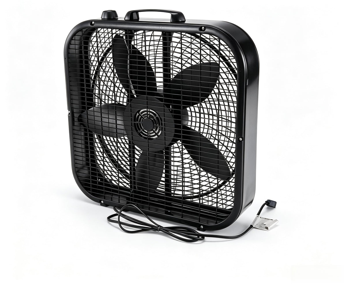 20 Inch Black 3-Speed Box Fan with Handle K408