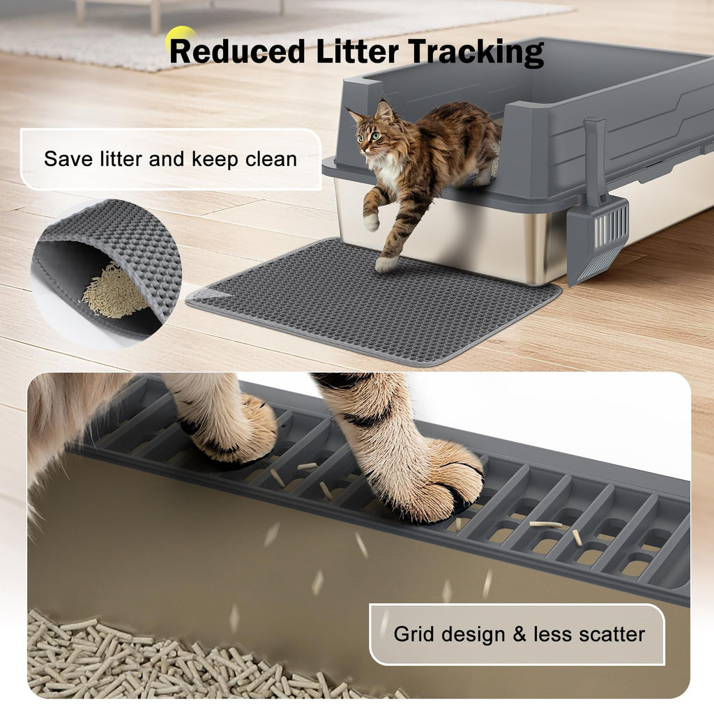 Stainless Steel Extra Large Cat Litter Box with High Sided Lid and Litter Scoop F500