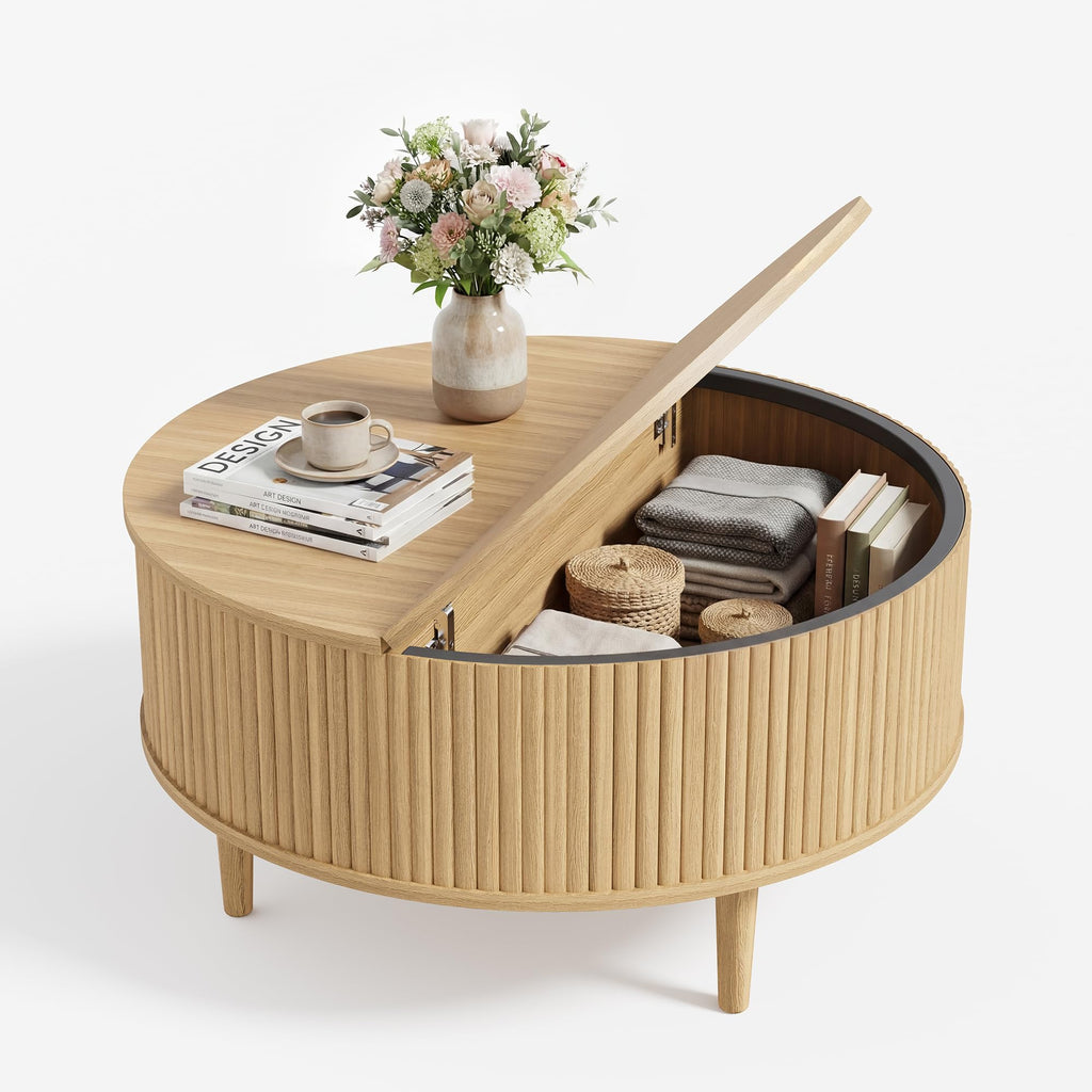 31.5" Round Lifting Top Coffee Table with Storage N888