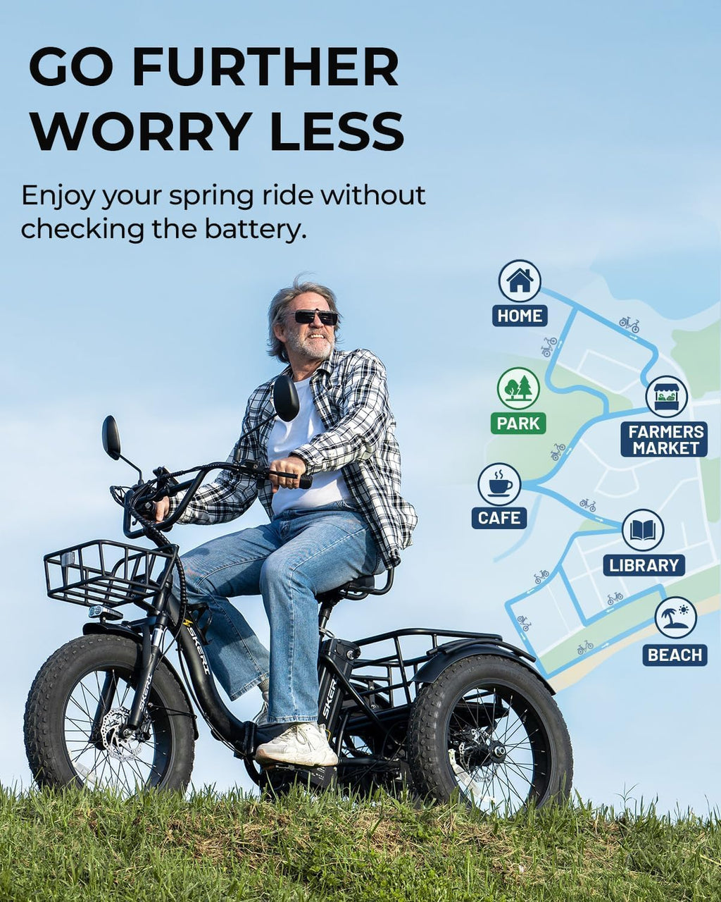 750W Folding Fat Tire Electric Tricycle with Basket W507385