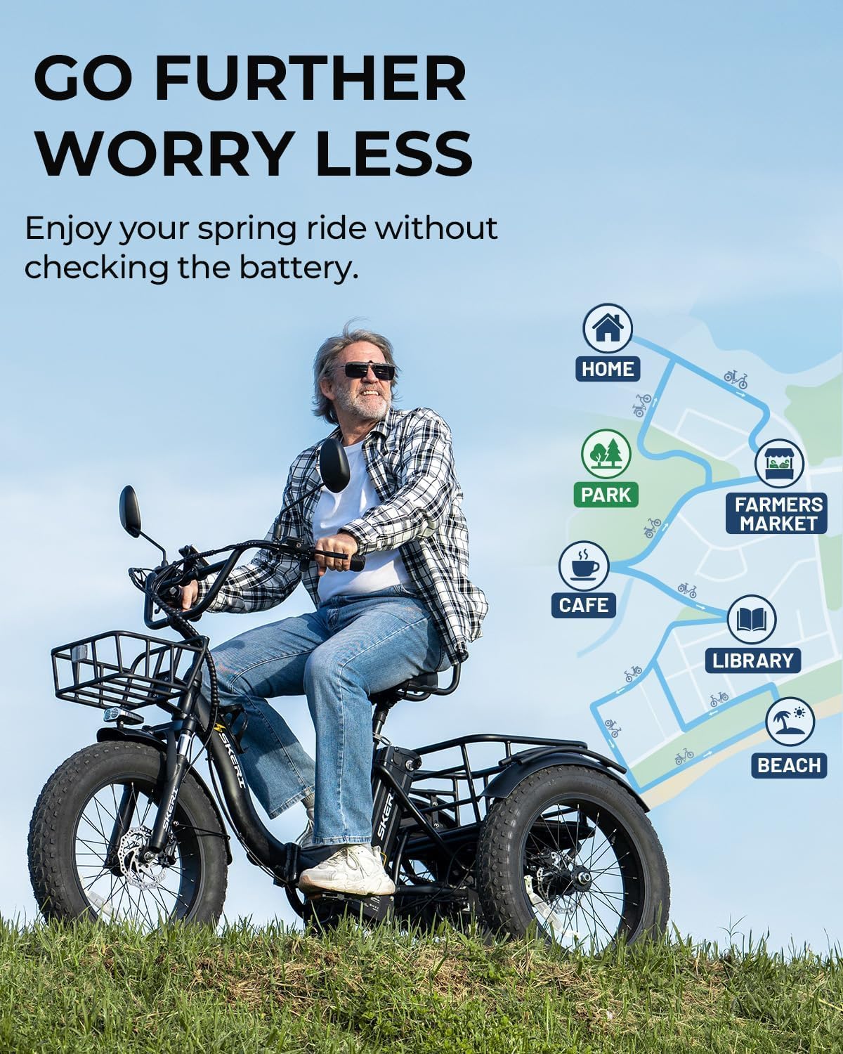 750W Folding Fat Tire Electric Tricycle with Basket W507385
