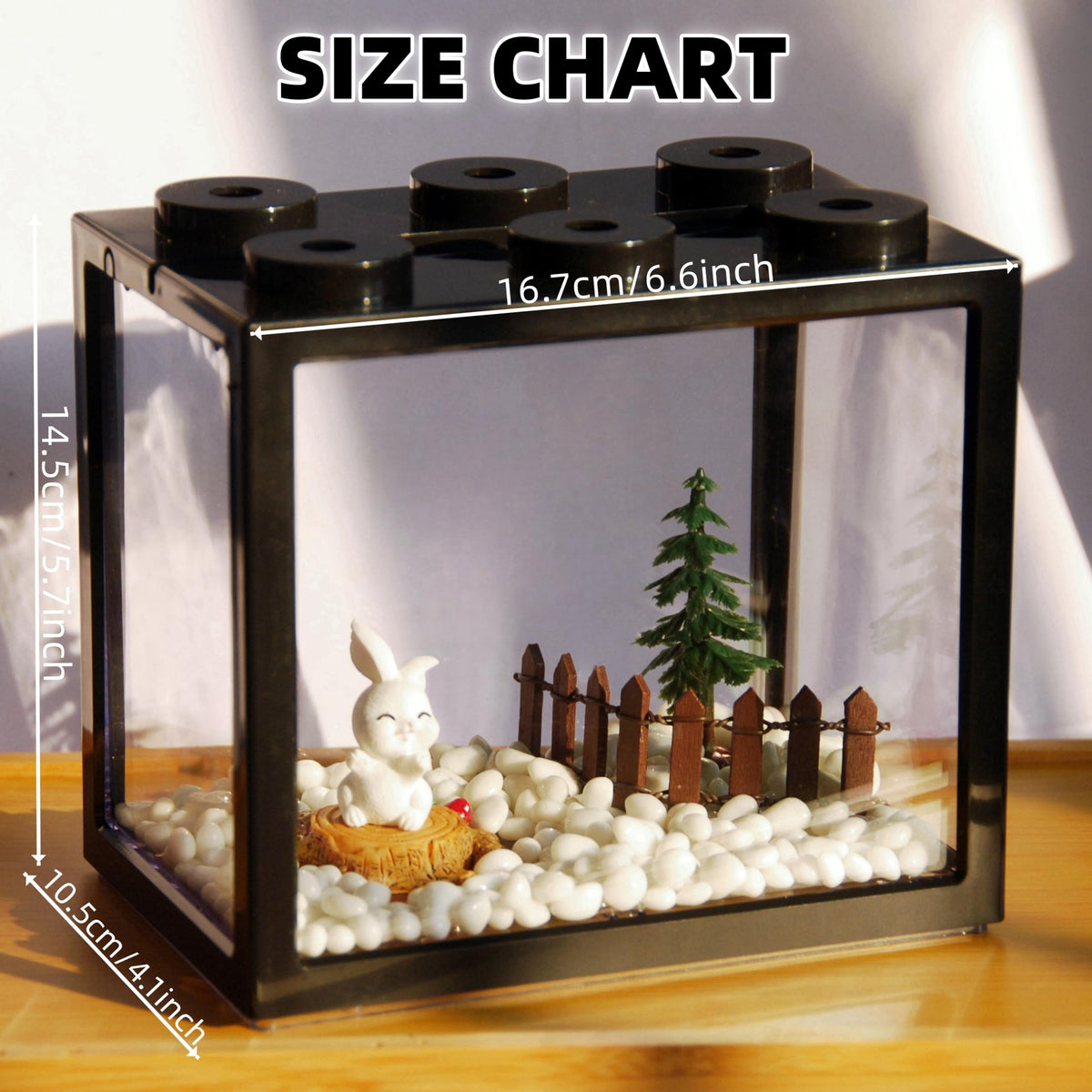 0.6 Gallon Acrylic Stackable Mini Aquarium Tank with Gravel Q524