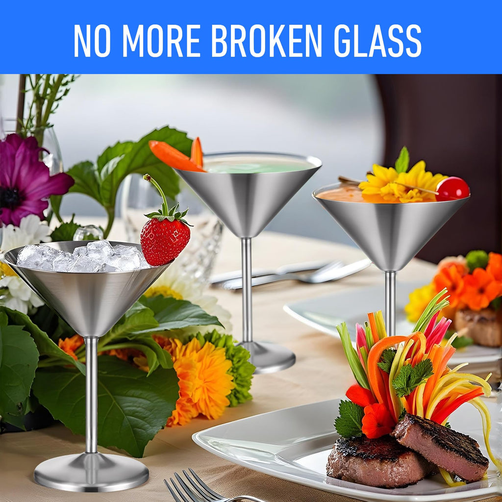 4-Pack Stainless Steel Martini Glasses 8.5oz L722