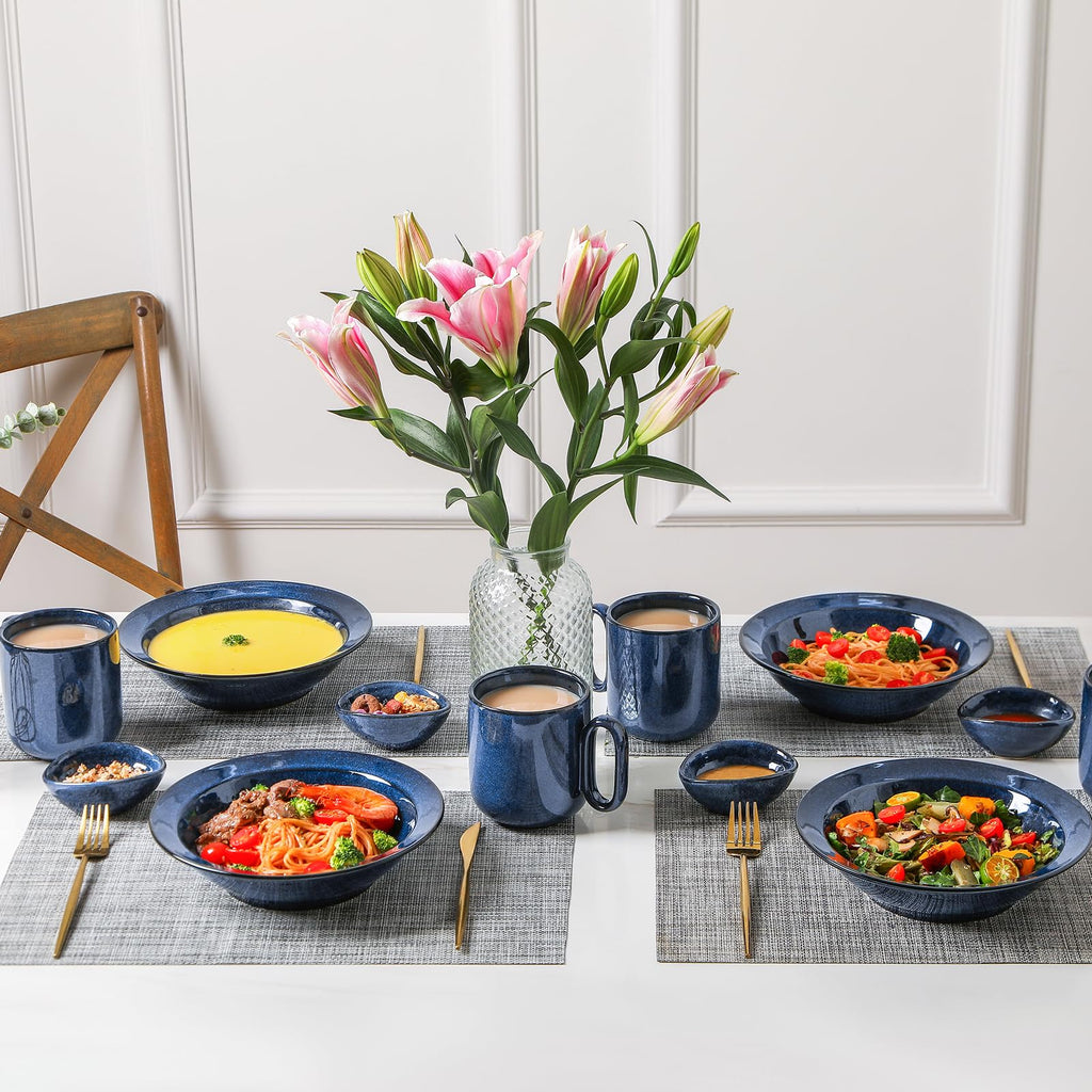 Blue 27oz Ceramic Soup Bowls Set of 4 A434491