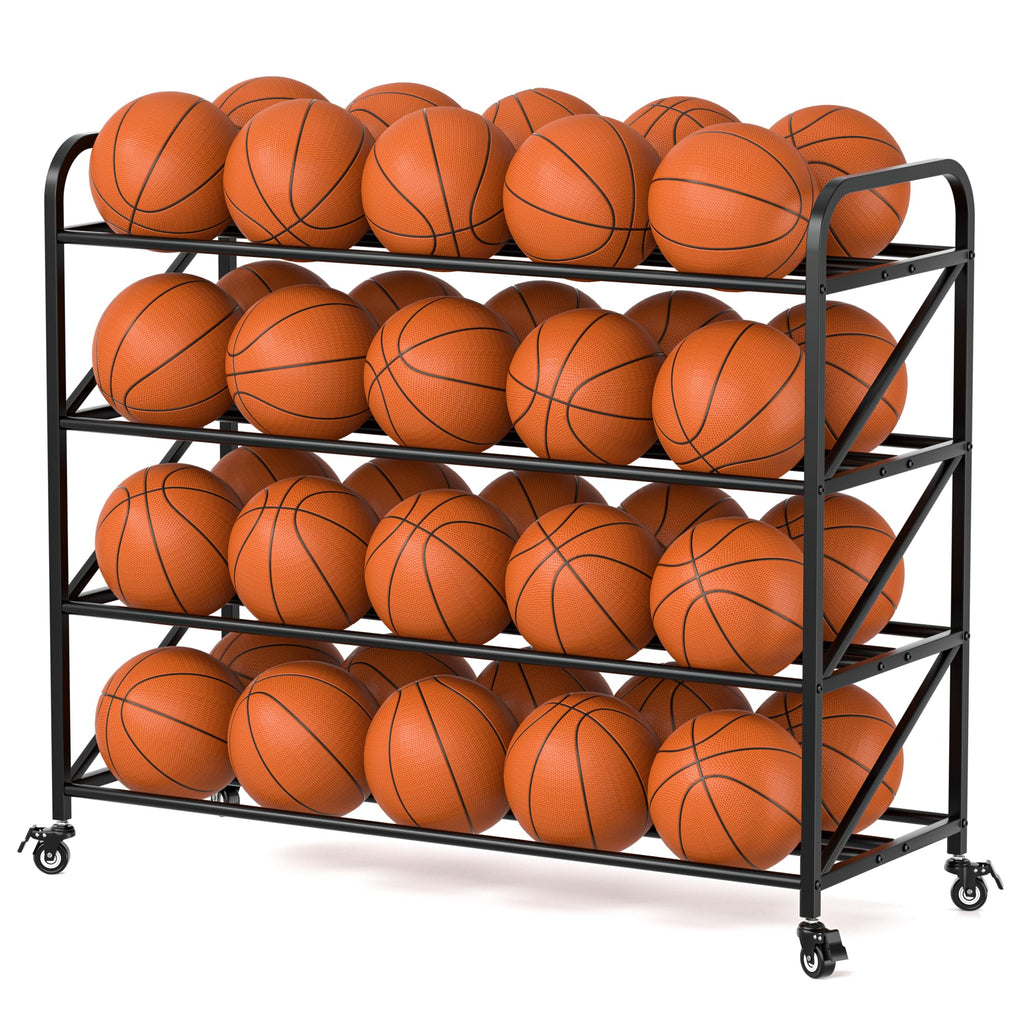 4-Tier 40-Ball Basketball Rack with Wheels E7254