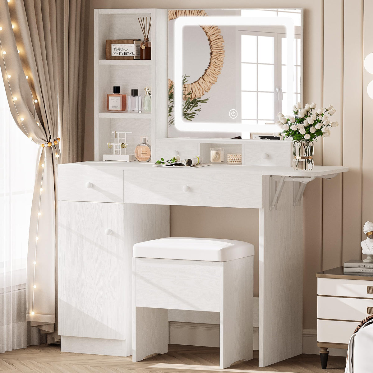 Vanity Desk with Charging Station and Storage B5626