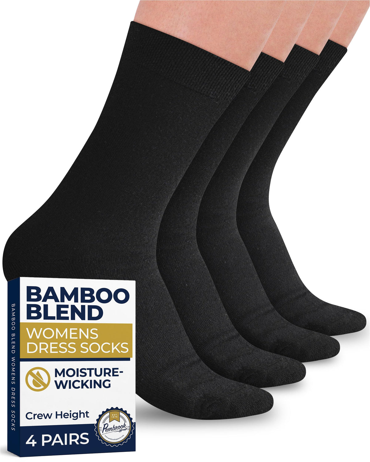Bamboo Viscose Crew Dress Socks Women 4 Pairs E857133