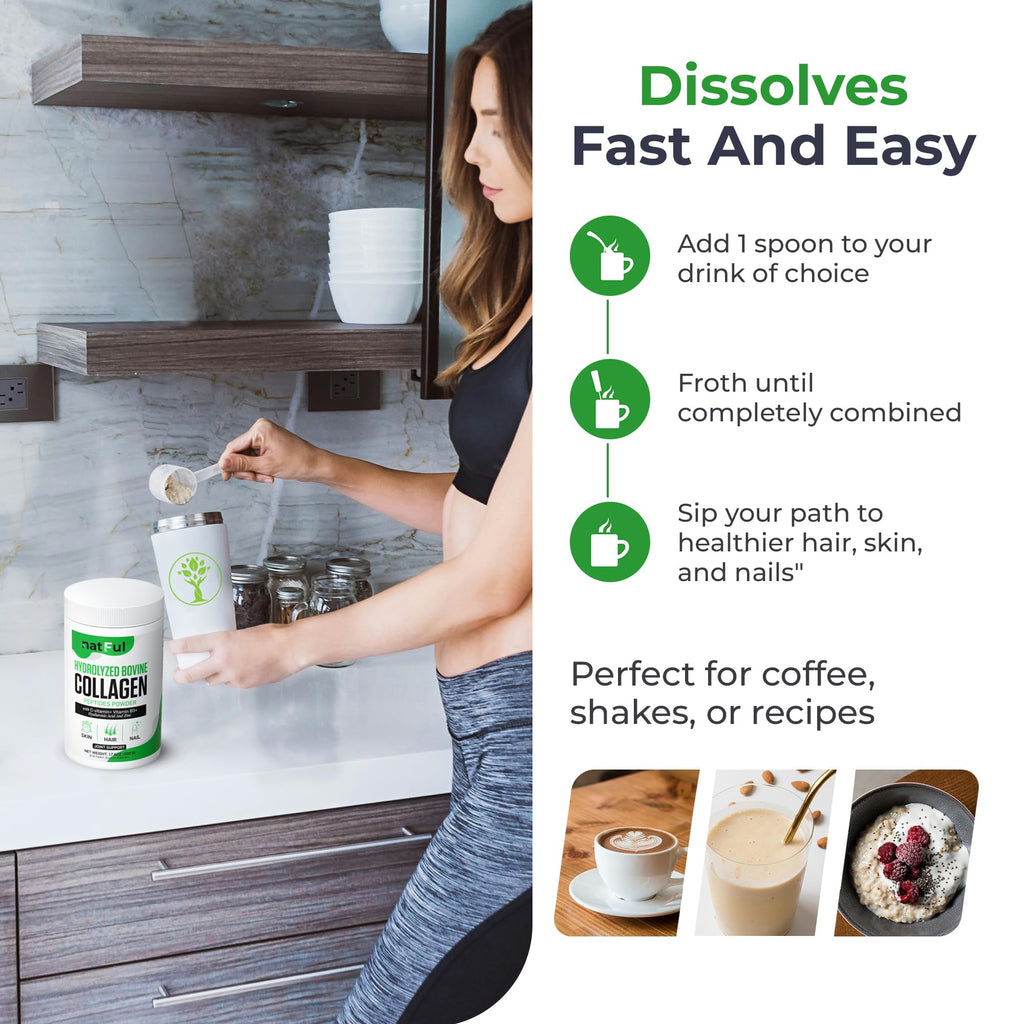 Hydrolyzed Bovine Collagen Peptides Powder with Vitamin C, Hyaluronic Acid, Zinc & B3 H2685