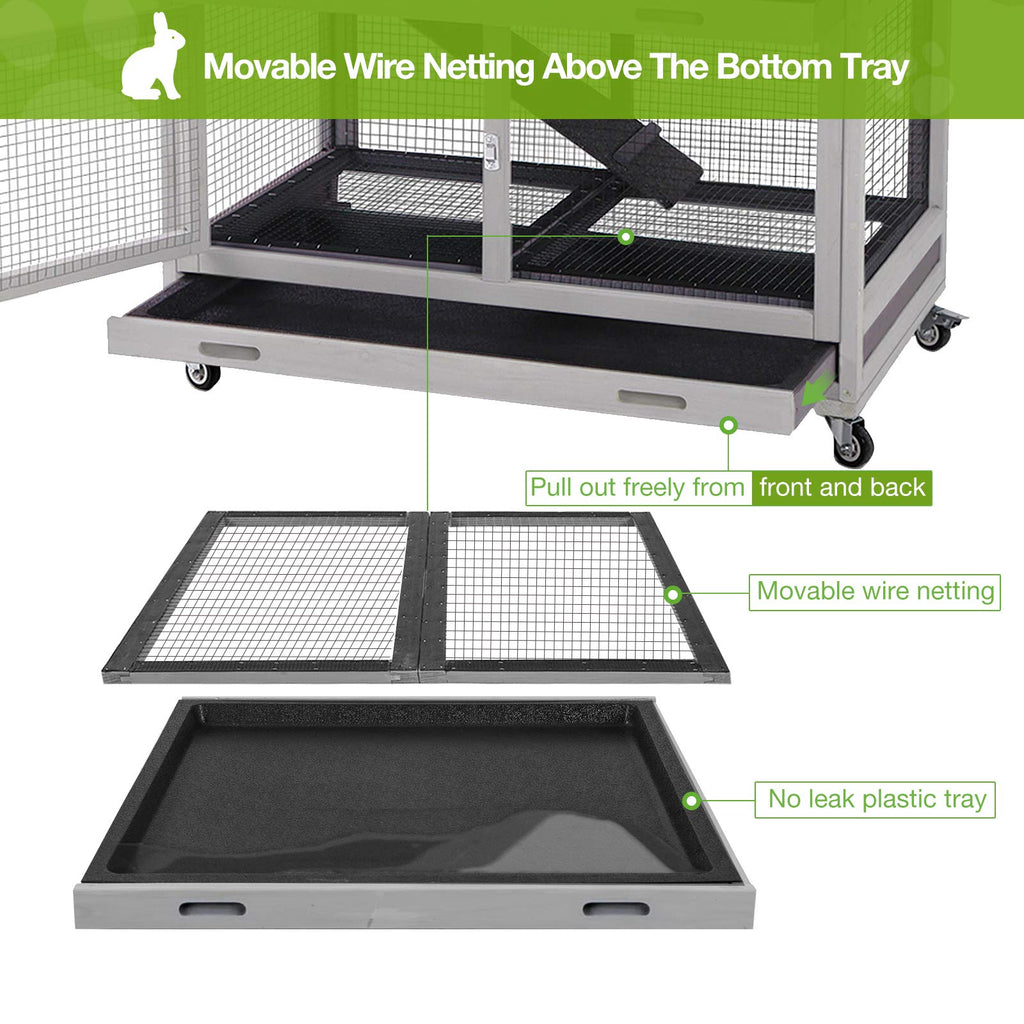 Indoor Rabbit Hutch with Removable Tray and Ramp M469