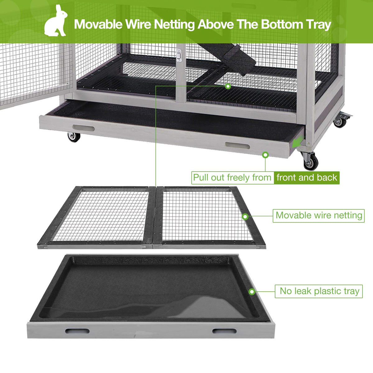 Indoor Rabbit Hutch with Removable Tray and Ramp M469