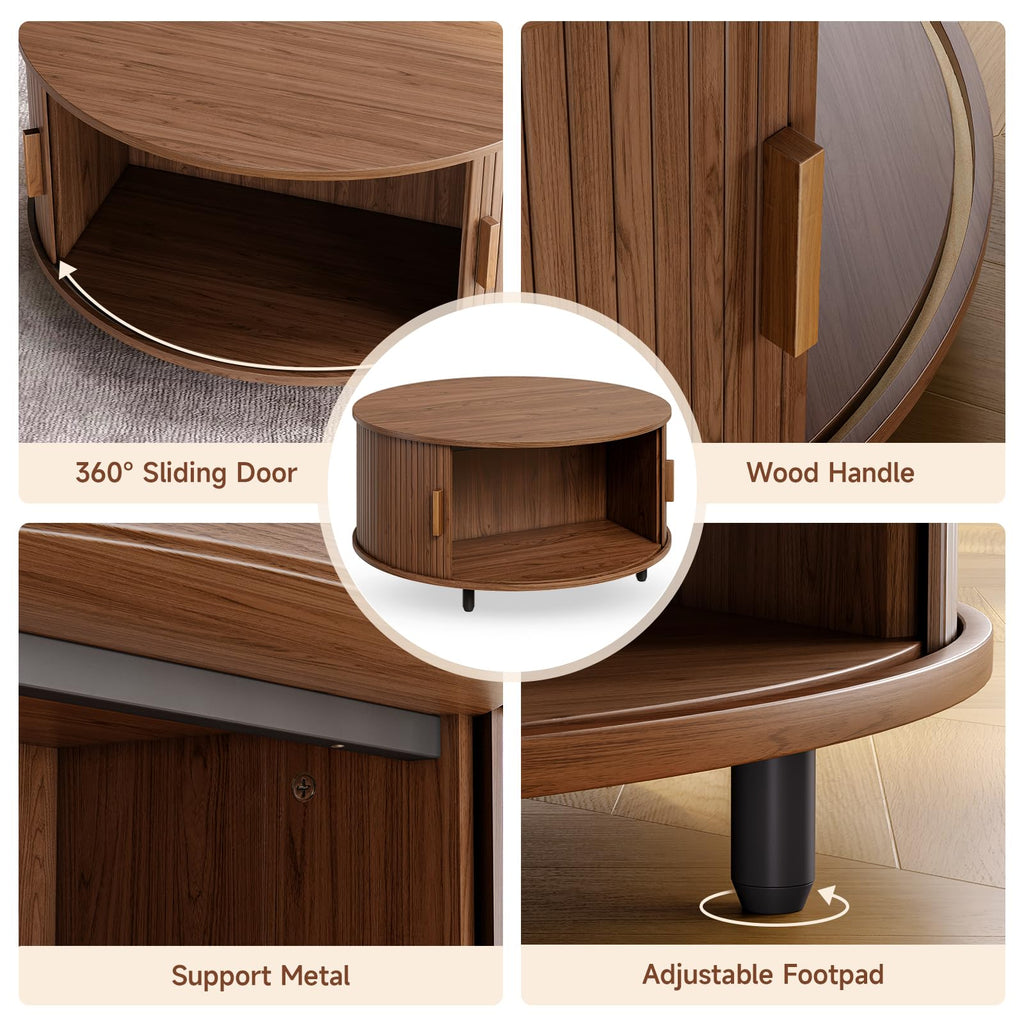 31.5" Round Coffee Table with Storage Y938411