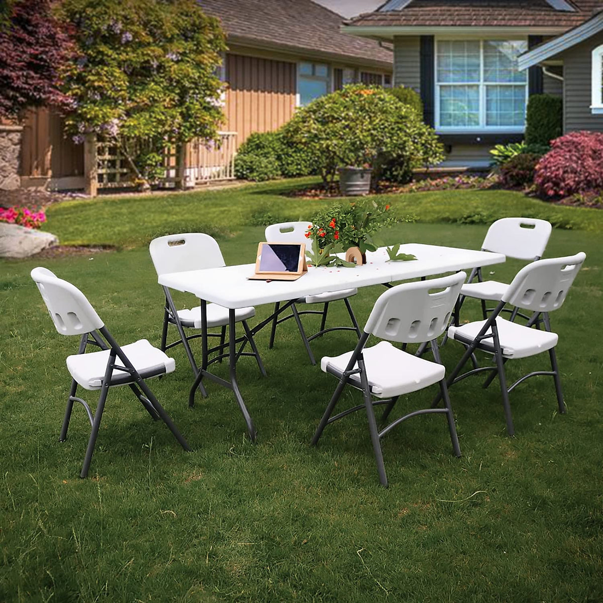 6Ft Heavy Duty Folding Plastic Table White E853113