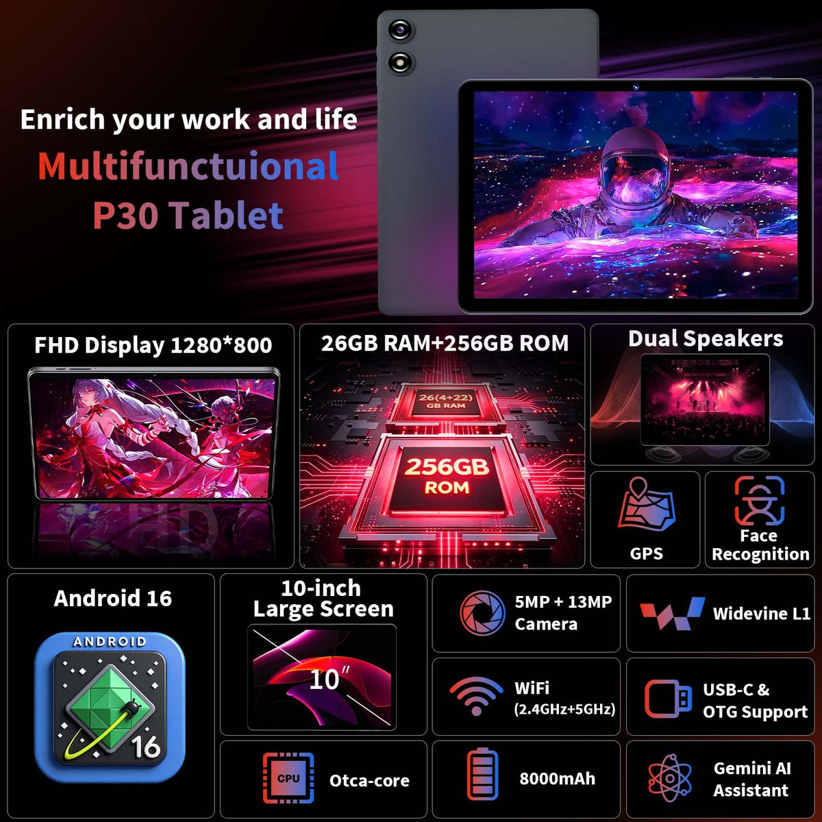 10 inch Android Tablet with Keyboard V5219