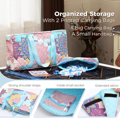 166 Blue Mahjong Tile Set with Carrying Bag S58922