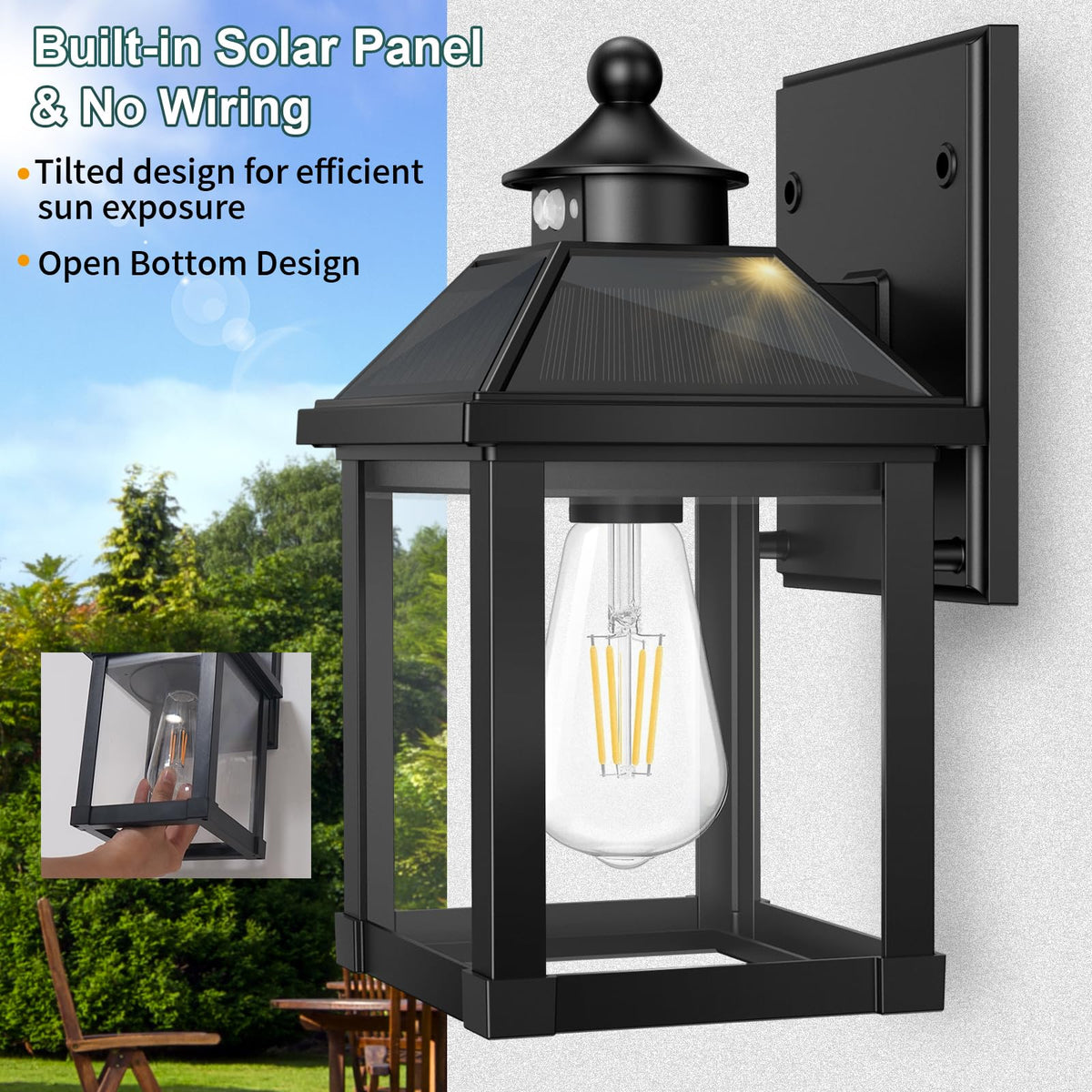 Solar Porch Lights Outdoor Dusk to Dawn with Motion Sensor T534