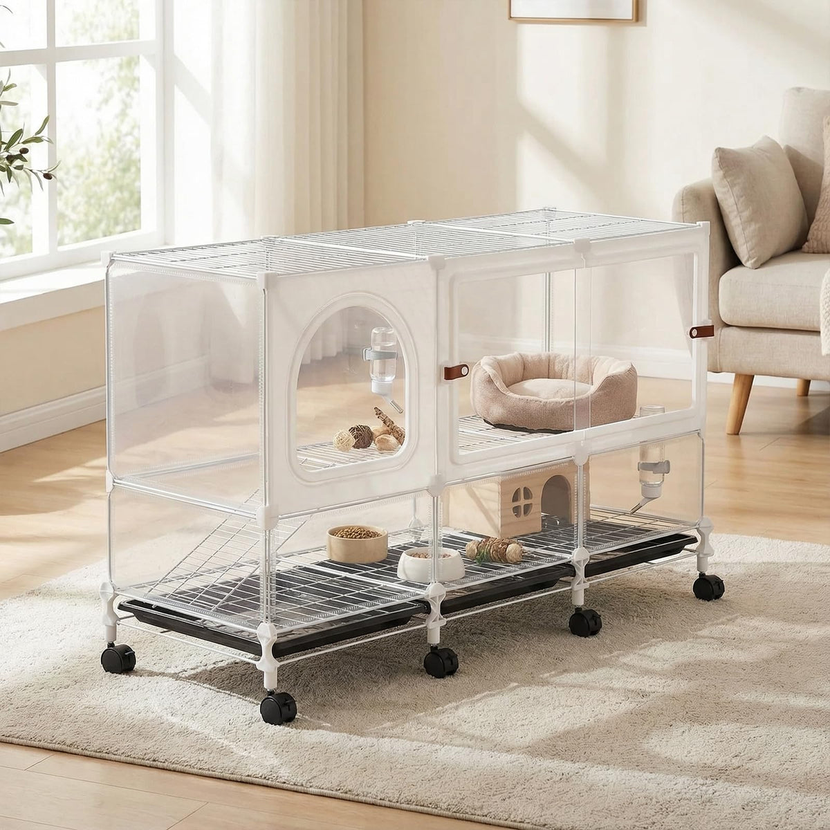 2-Tier Pet House Cage with Pull Out Tray M683036