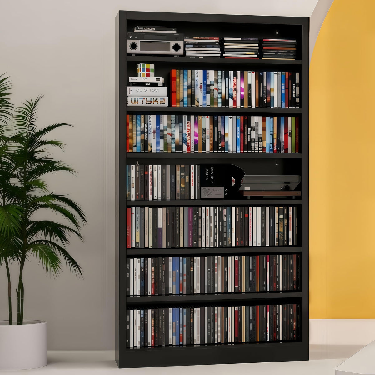 7 Tier Metal Media Storage Cabinet with Adjustable Shelves J5591