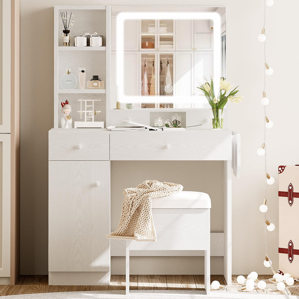 Vanity Desk with Charging Station and Storage B5626