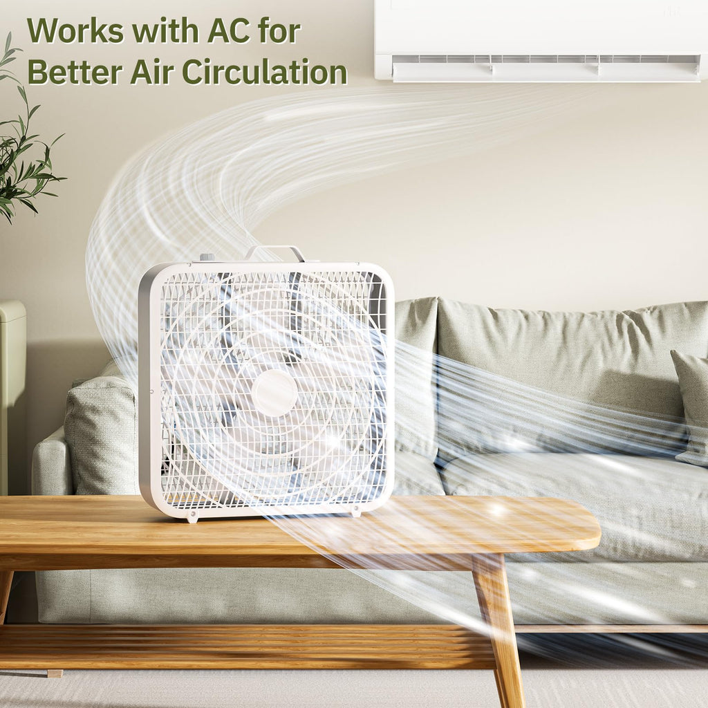 20” Box Floor Fan, 3-Speed White E7141